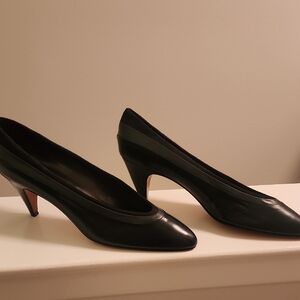 Sesto Meucci Black Pointed-Toe Leather Pumps
